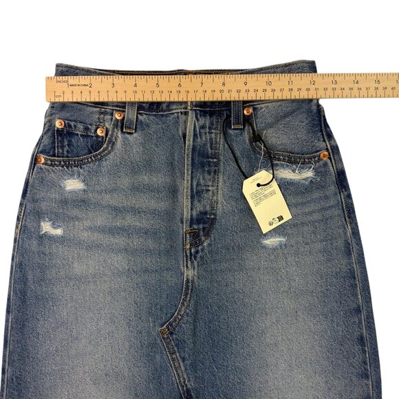 Levi’s Premium Iconic Maxi Skirt Women’s 23 -XXS- Blue Denim HighRise Button Fly - Picture 11 of 16
